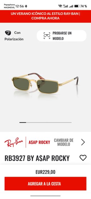 Gafas de sol Ray-Ban RB3927 ASAP Rocky Doradas