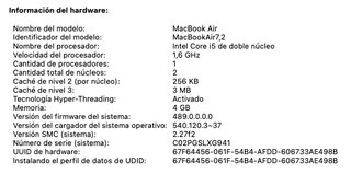 MacBook Air 2015 i5 256GB 4GB Plata