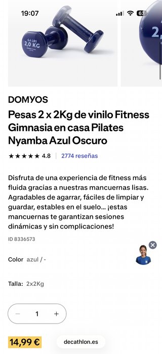 Set Mancuernas Vinilo Domyos 1kg-5kg