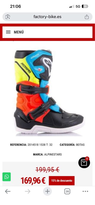 Botas Alpinestars Tech 3 Infantil Talla 28