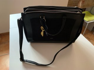 Maletín Parfois Negro y Azul con Llaveros