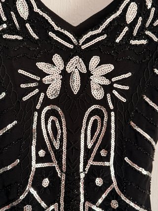 Vestido Años 20 Negro Lentejuelas Plata