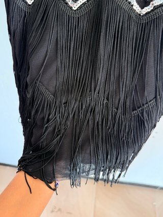 Vestido Años 20 Negro Lentejuelas Plata