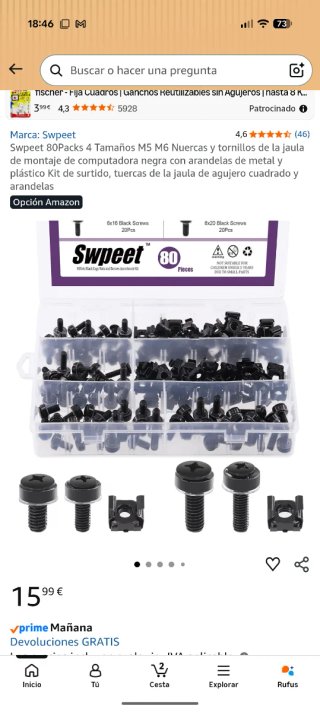 Oferta Kit 80 Tuercas Enjauladas y Tornillos M5/M6