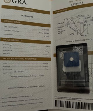 Moissanite Simulante 1 Ct Rotondo Brillante