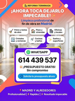 Limpieza Profesional Tras Reformas en Madrid