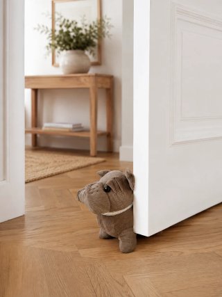 Tope de puerta de peluche marrón