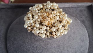 Set gioielli perla e strass dorati