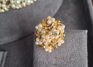 Set gioielli perla e strass dorati