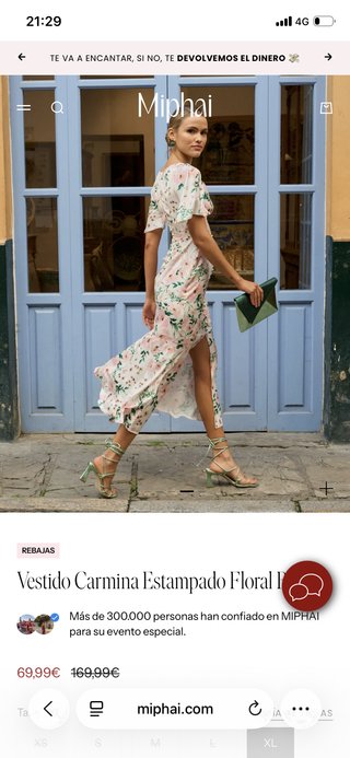 Vestido Miphai estampado floral talla XL
