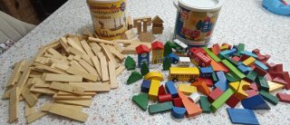 2 Juegos Construcción Madera +200 Piezas