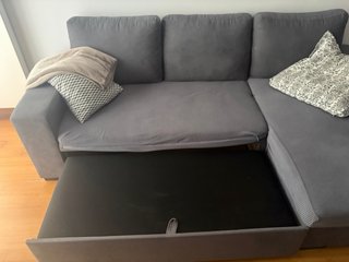 Sofá cama chaise longue gris