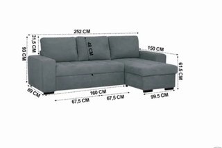 Sofá cama chaise longue gris