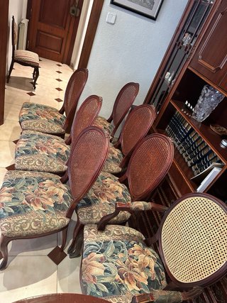 Juego 6 sillas y 1 sillón rejilla