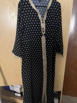 Vestido largo lunares negro y dorado
