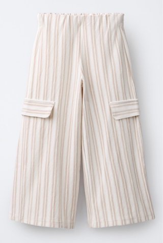 Pantalón cargo Zara niña beige rayas T.12-13