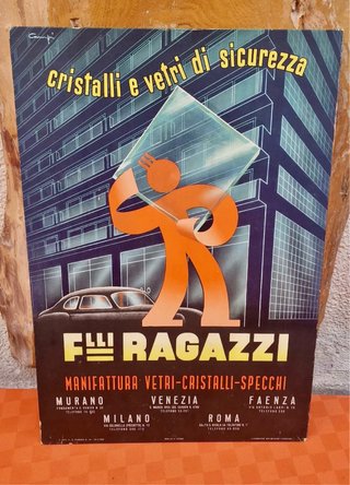 Pubblicitario Vintage 1951 F.lli Ragazzi Vetri
