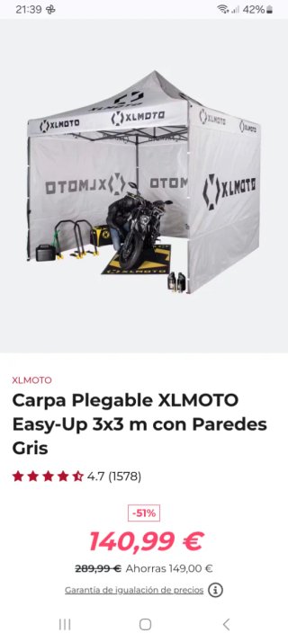 Carpa Plegable XLMOTO  3x3m Gris