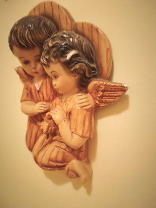 Pareja de Angelitos de Pared Vintage - Relieve