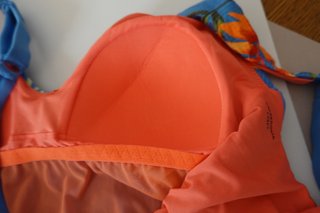 Bañador tropical azul y naranja Talla S