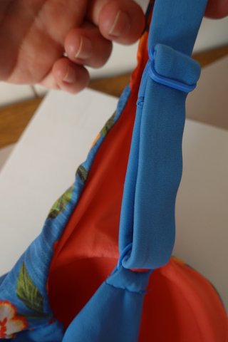 Bañador tropical azul y naranja Talla S