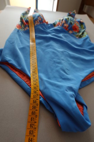 Bañador tropical azul y naranja Talla S