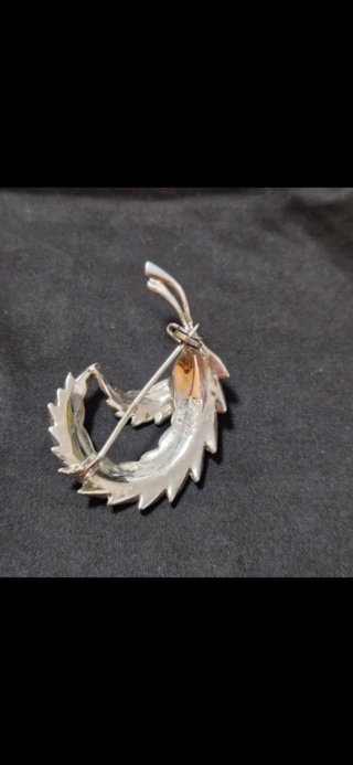 Spilla vintage foglia argento