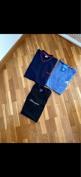 Lote 3 Camisetas Talla M Adidas, Champion, Fila