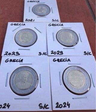 5 Monedas 2 Euros Grecia Conmemorativas