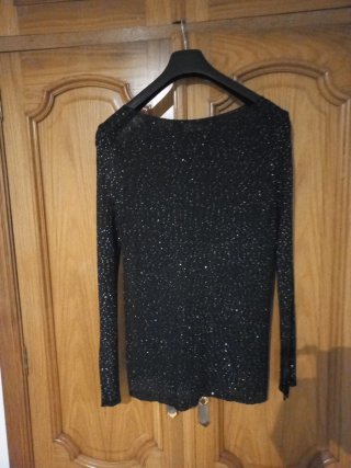 Jersey fino negro lentejuelas talla L