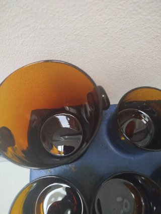 Juego Vintage Cristal ámbar jarra 5 Vasos cubitera