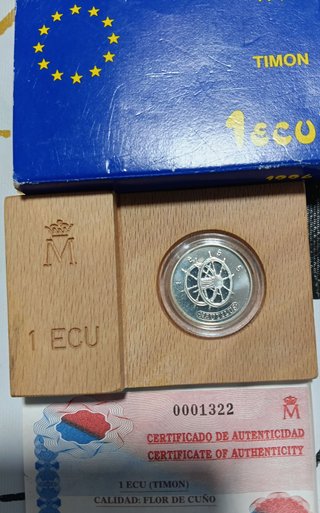 Moneda Plata 1 ecu año 1996