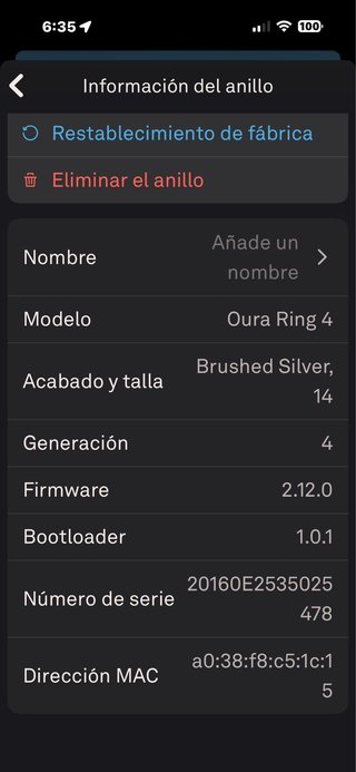 OURA Ring 4 Brushed Silver talla 14