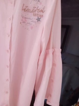 Camisa Jean Pascale Talla XL/42 Rosa Bordada