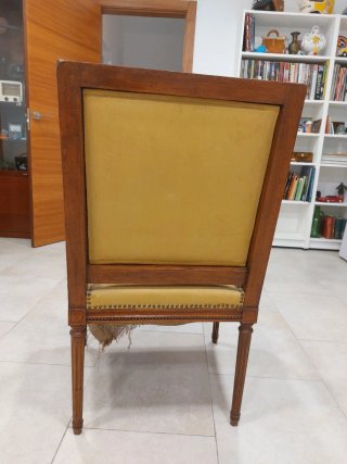 Silla Victoriana Tapizada Tela Amarilla