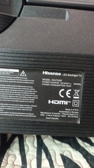 Televisión Hisense 65 Negra estropeada