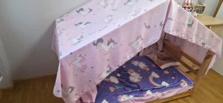 CAMA INFANTIL TIPO MONTESSORI CASITA DE MADERA