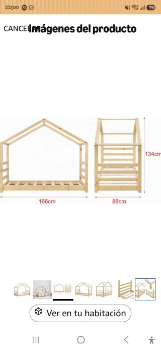 CAMA INFANTIL TIPO MONTESSORI CASITA DE MADERA
