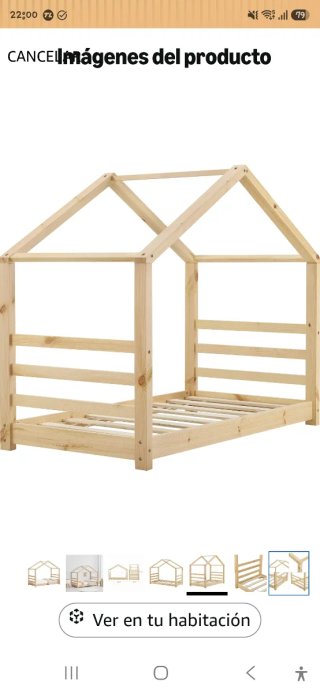 CAMA INFANTIL TIPO MONTESSORI CASITA DE MADERA