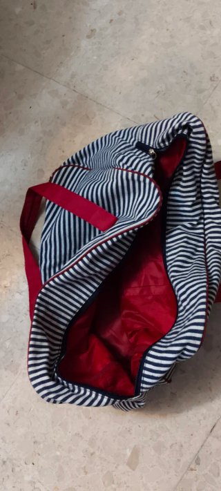 Bolso Rayas Azul y Rojo