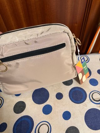 Bolso bandolera beige y verde