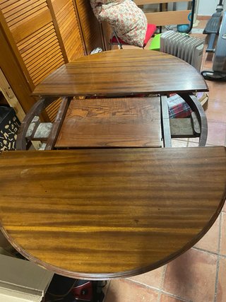 Mesa comedor redonda extensible madera
