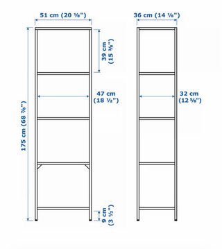 Estantería VITTSJÖ Ikea Metal Cristal Negra