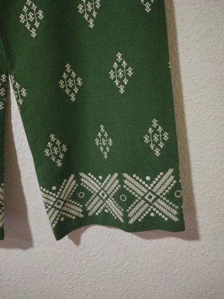 Pantalón Zara Lino Verde Estampado