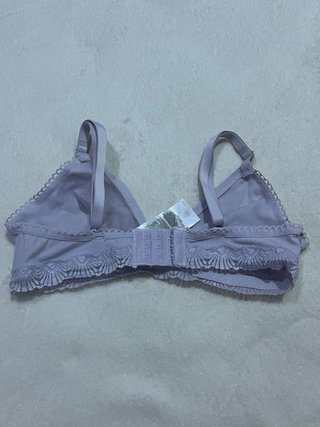 Crop top Sujetador lila con encaje Pepco Talla S