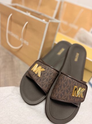 Michael kors sandals mk palmer mk slides brown