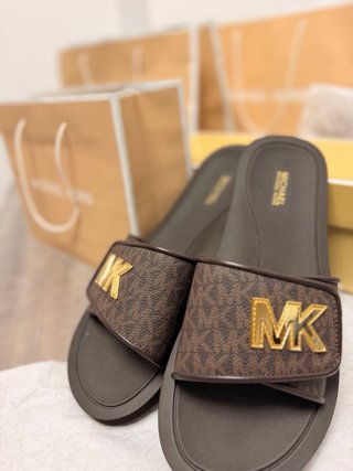 Michael kors sandals mk palmer mk slides brown