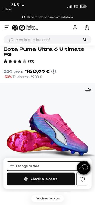 Puma Ultra 6 FG Talla 44 - Como nuevas, un partido