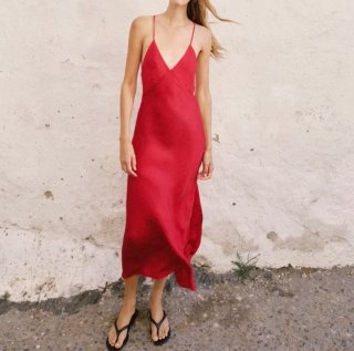 Vestido Zara Raso Midi