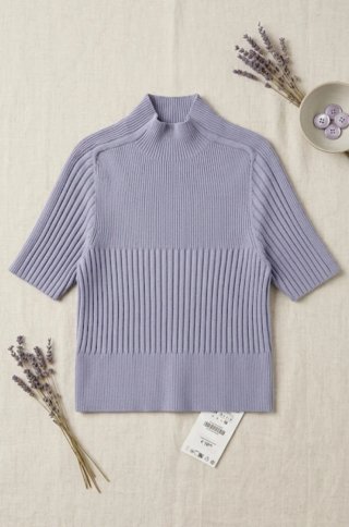 Jersey Zara cuello alto manga corta lila